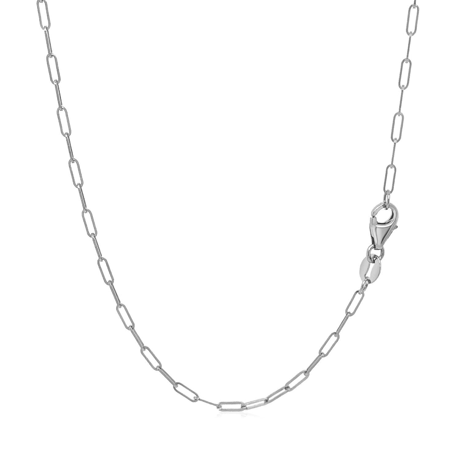 18K White Gold Fine Paperclip Chain (1.50 mm)  DestGlow