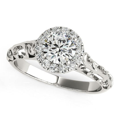 14k White Gold Halo Antique Style Round Diamond Engagement Ring (5/8 cttw) by Bids.com
