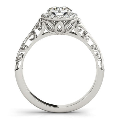 14k White Gold Halo Antique Style Round Diamond Engagement Ring (5/8 cttw) by Bids.com