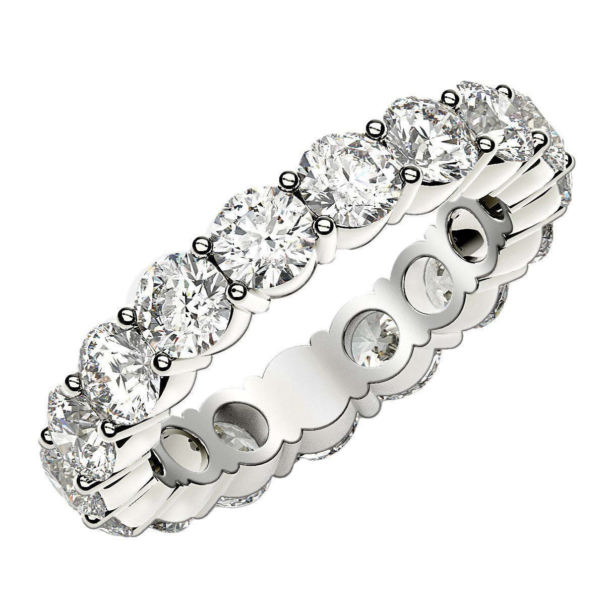 Round Cut Lab Grown Diamond Eternity Ring in 14k White Gold (3 cttw FG/VS2) by Bids.com