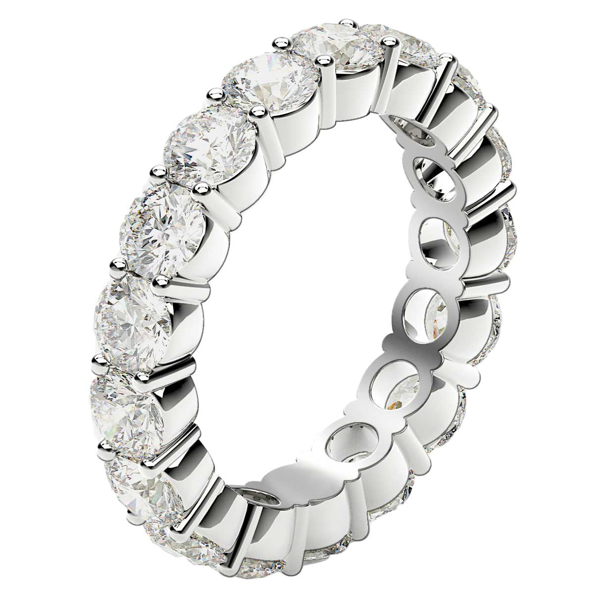 Round Cut Lab Grown Diamond Eternity Ring in 14k White Gold (3 cttw FG/VS2) by Bids.com