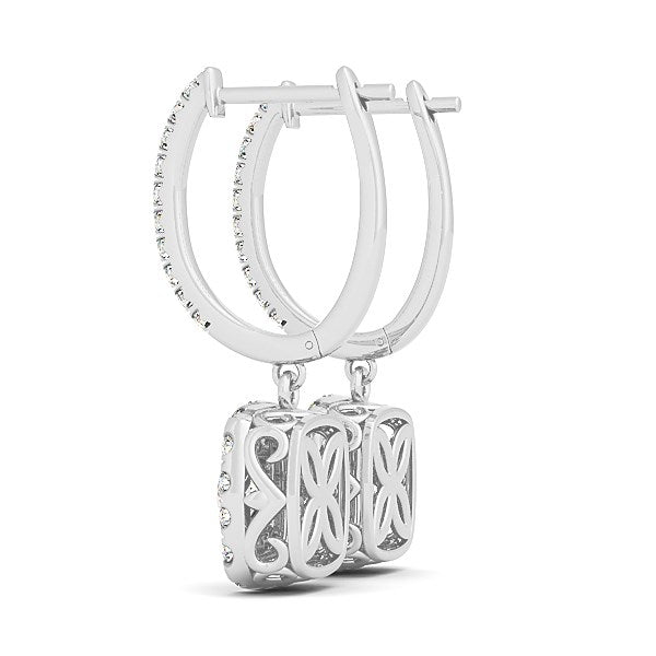 14k White Gold Double Halo Cushion Outer Shaped Diamond Earrings (3/4 cttw) by Bids.com