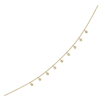 14k Yellow Gold Necklace with Round Diamond Charms  DestGlow