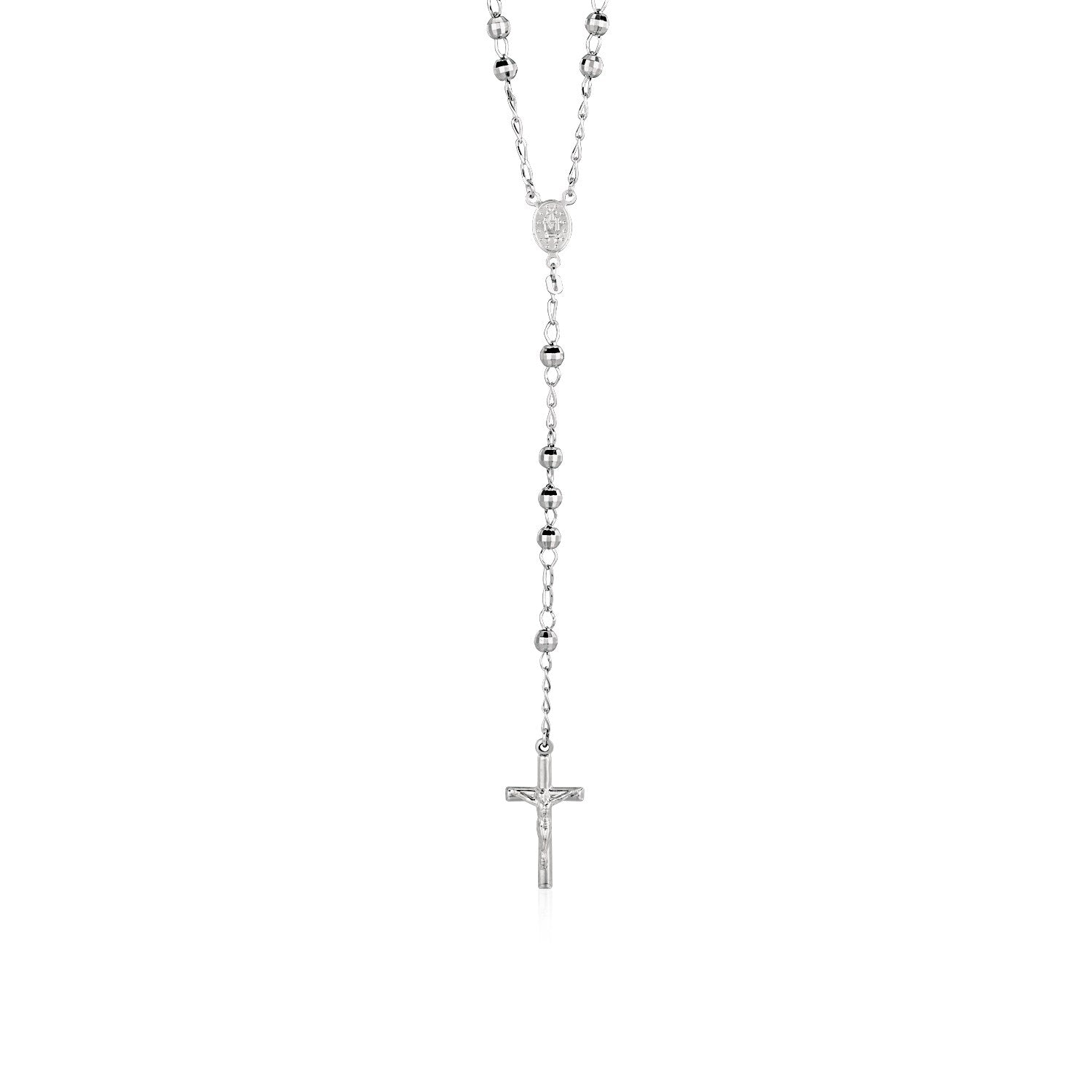 Rosary Chain and Large Bead Necklace in Sterling Silver - DestGlow