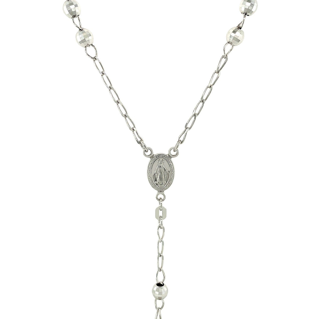 Rosary Chain and Large Bead Necklace in Sterling Silver 