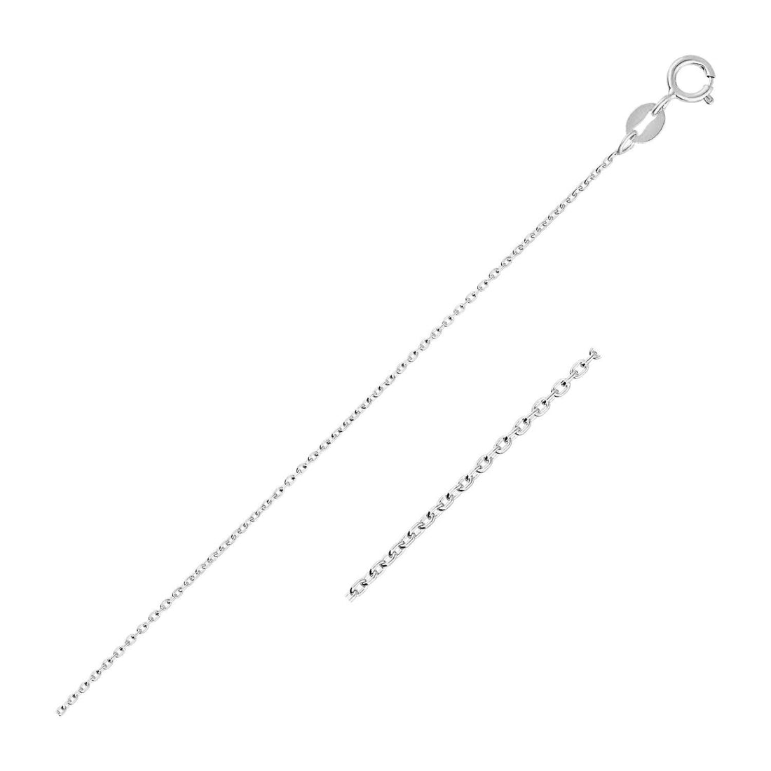 14k White Gold Oval Cable Link Chain (0.97 mm) by Avera Group