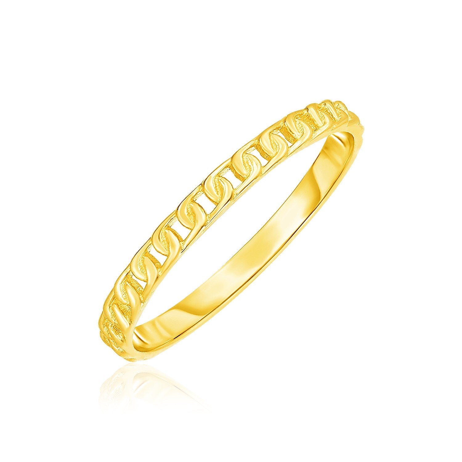 14k Yellow Gold Ring with Bead Texture - rings