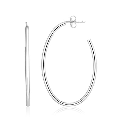Sterling Silver Polished Oval Hoop Earrings - DestGlow