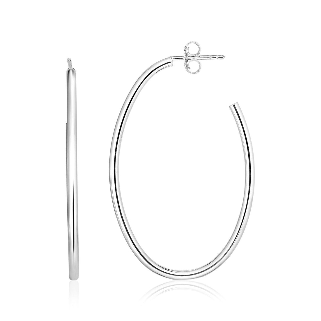Sterling Silver Polished Oval Hoop Earrings by Avera Group