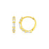 14k Yellow Gold Petite Hoop Earrings with Baguette Cubic Zirconias - earrings