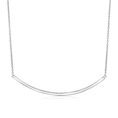 Sterling Silver Polished Curved Bar Necklace by Avera Group