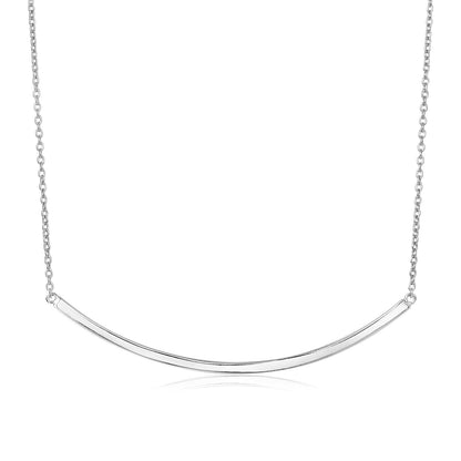 Sterling Silver Polished Curved Bar Necklace by Avera Group