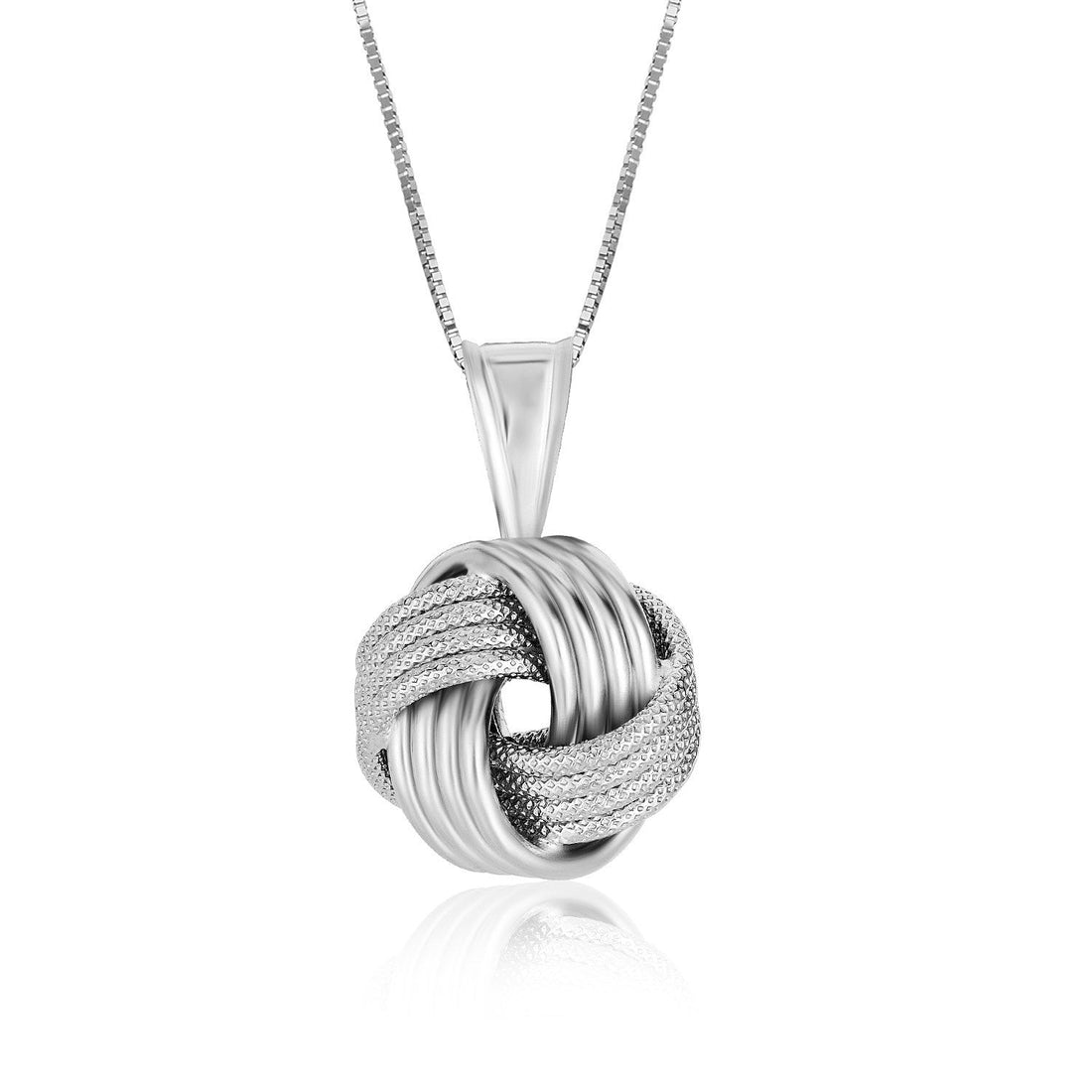 Sterling Silver Pendant with a Ridge Textured Love Knot Design - DestGlow