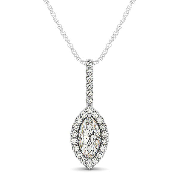 Marquis Shape Diamond Halo Pendant in 14k White Gold (2/3 cttw) by Bids.com