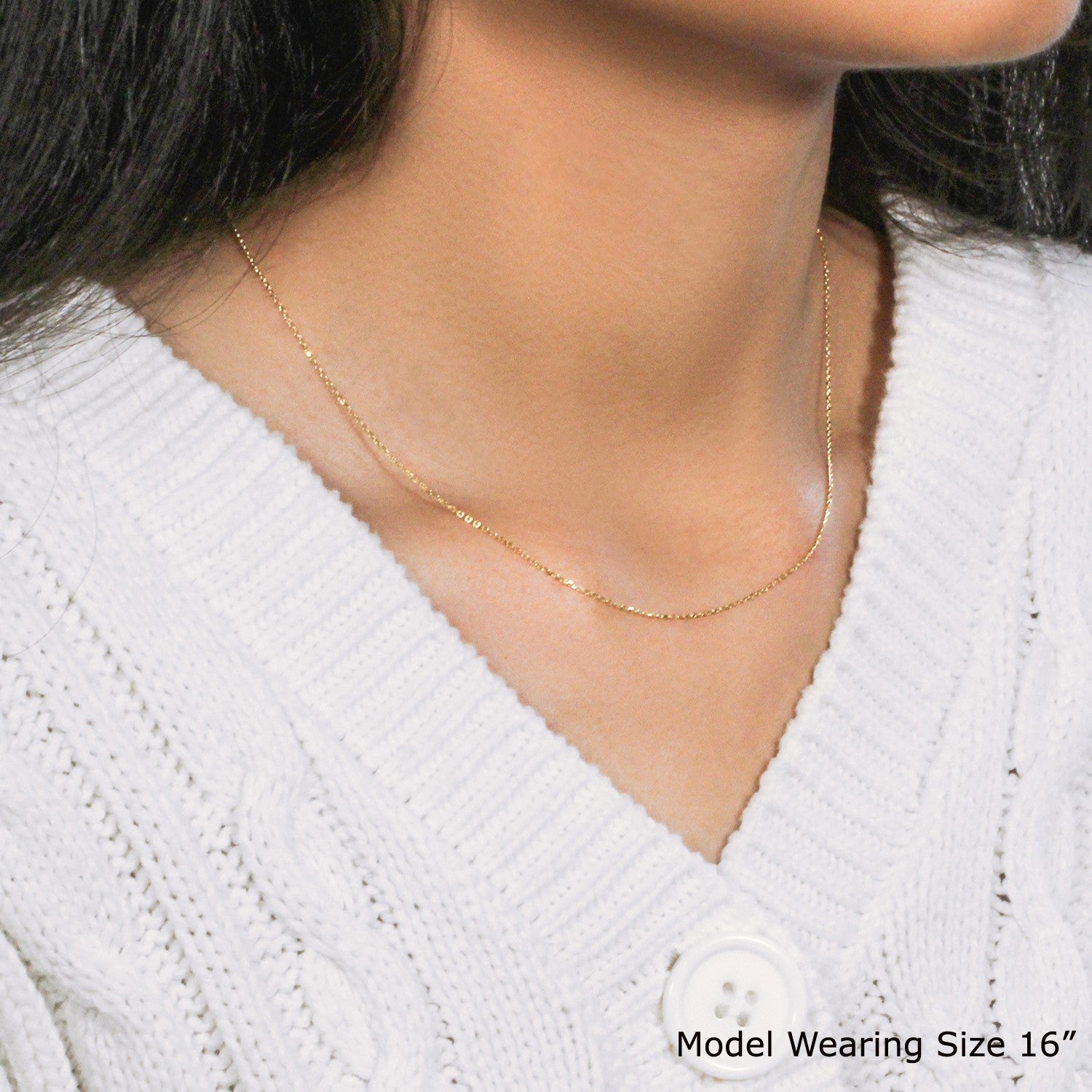 18k Yellow Gold Diamond Cut Cable Link Chain (0.80 mm) by Avera Group