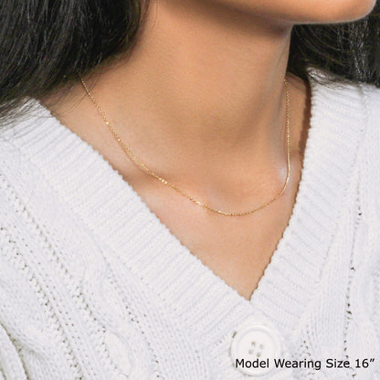 18k Yellow Gold Diamond Cut Cable Link Chain (0.80 mm) by Bids.com