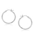 14k White Gold Diamond Cut Hoop Earrings (2x25mm) by Avera Group