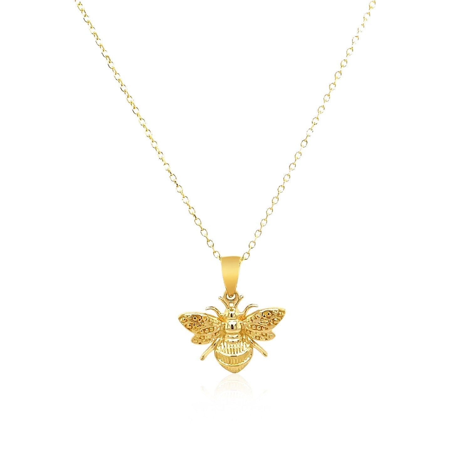 14K Yellow Gold Bee Necklace - DestGlow