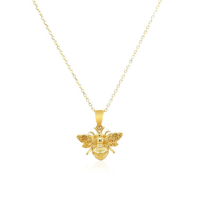 14K Yellow Gold Bee Necklace - DestGlow