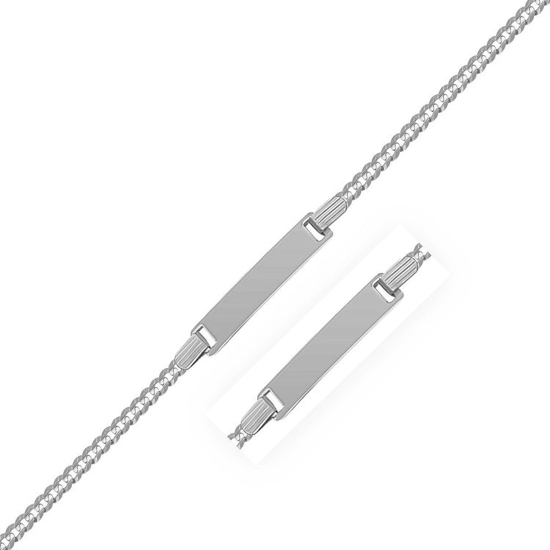 14k White Gold Curb Link Chain Polished Children&