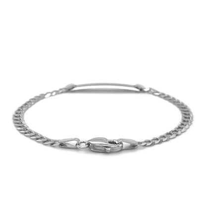 14k White Gold Curb Link Chain Polished Children&