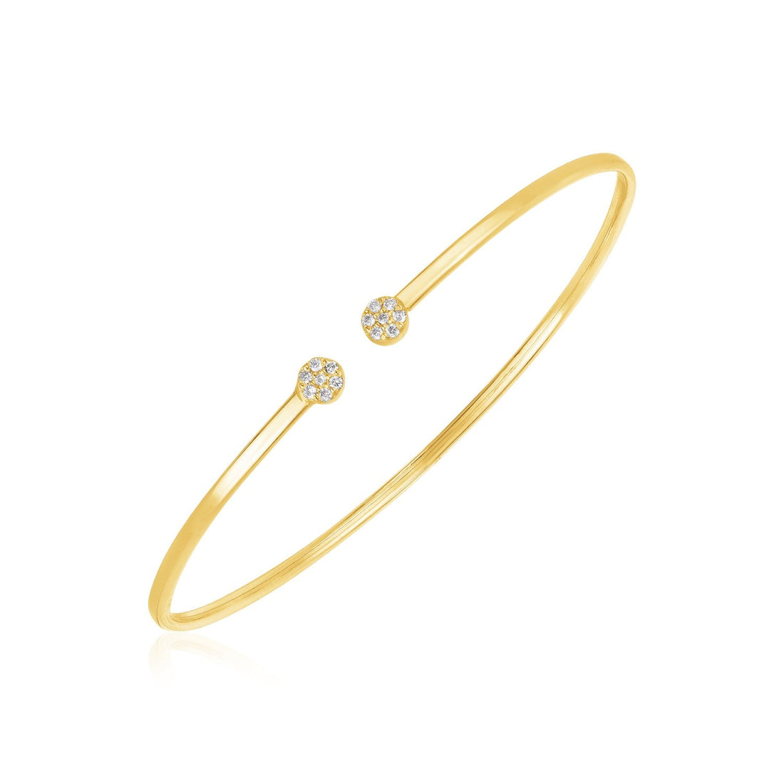 14k Yellow Gold High Polish Diamond Cluster Bangle (2.00 mm) - bracelets