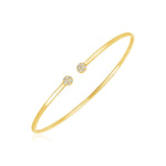 14k Yellow Gold High Polish Diamond Cluster Bangle (2.00 mm) - bracelets