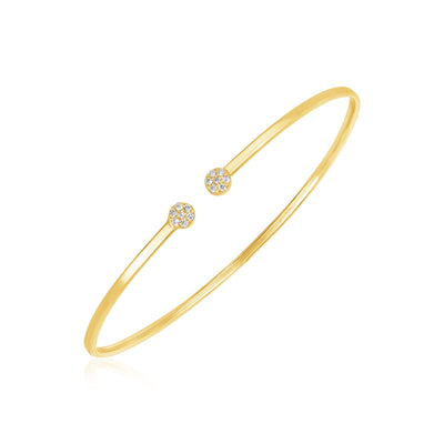 14k Yellow Gold High Polish Diamond Cluster Bangle (2.00 mm) - bracelets