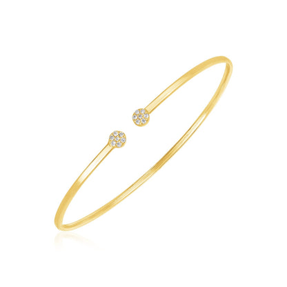 14k Yellow Gold High Polish Diamond Cluster Bangle (2mm) by Bids.com