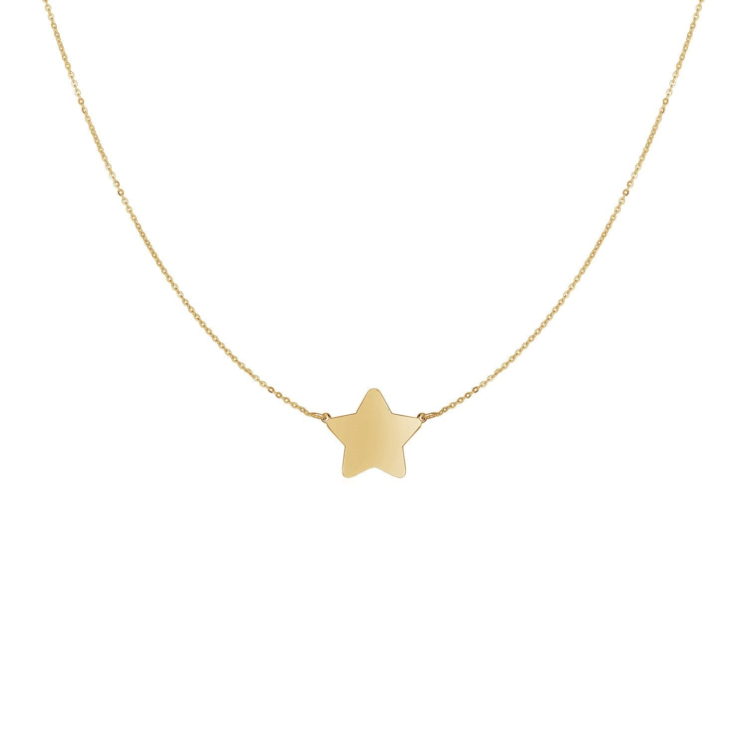 14k Yellow Gold Necklace with Five Pointed Star by Avera Group