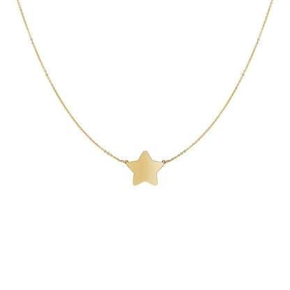 14k Yellow Gold Necklace with Five Pointed Star 