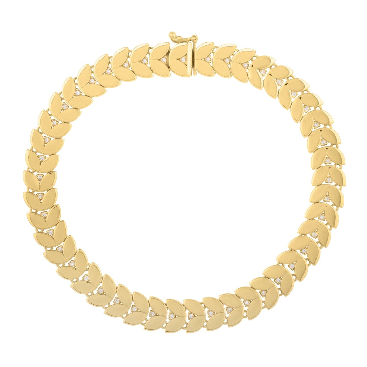 14k Yellow Gold 7 1/2 inch Laurel Leaf Bracelet with Diamond (7.40 mm) by Bids.com