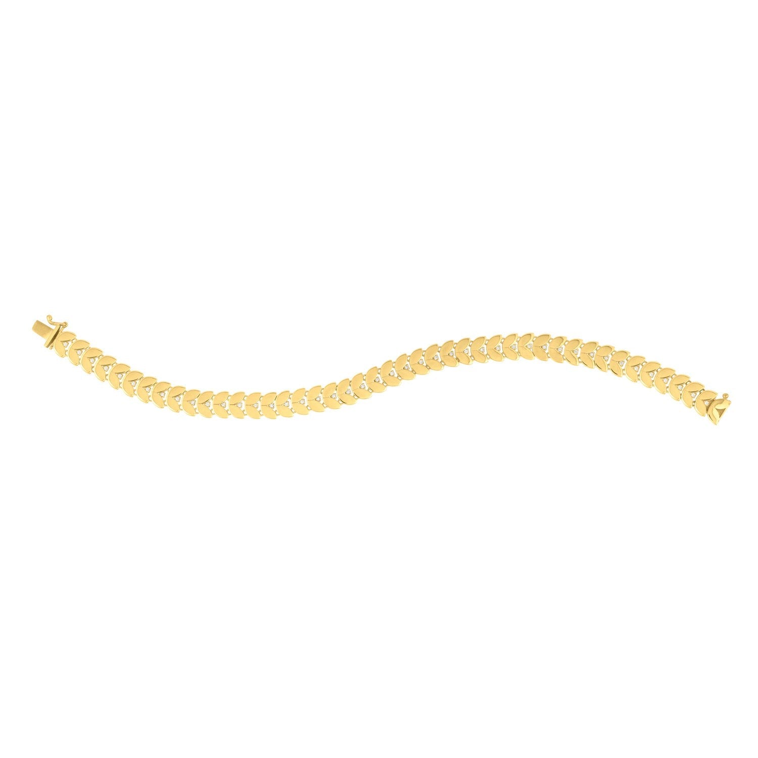 14k Yellow Gold 7 1/2 inch Laurel Leaf Bracelet with Diamond (7.40 mm) by Bids.com