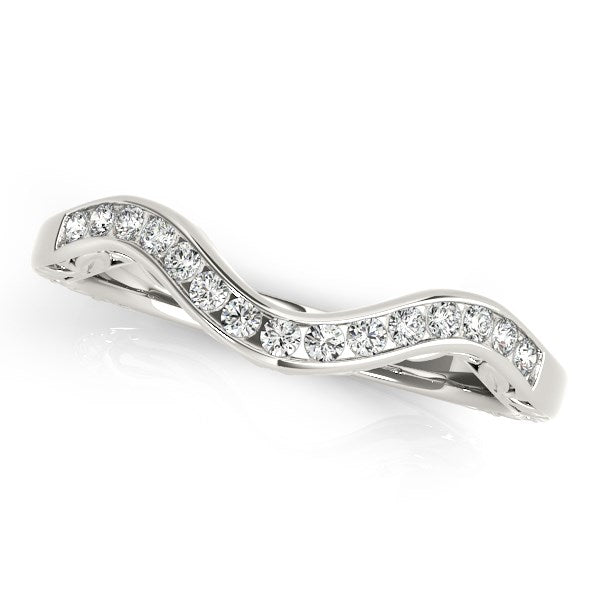 14k White Gold Curved Diamond Wedding Ring (1/10 cttw) by Bids.com