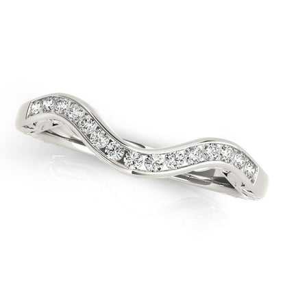 14k White Gold Curved Diamond Wedding Ring (1/10 cttw) by Bids.com