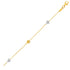 14k Two-Toned Yellow and White Gold Anklet with Textured Hearts by Avera Group