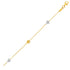 14k Two-Toned Yellow and White Gold Anklet with Textured Hearts 