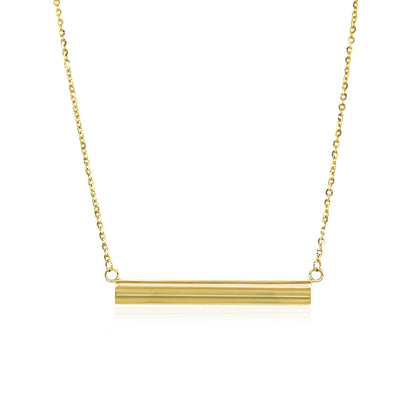 14k Yellow Gold Chain Necklace with a Shiny Flat Bar 
