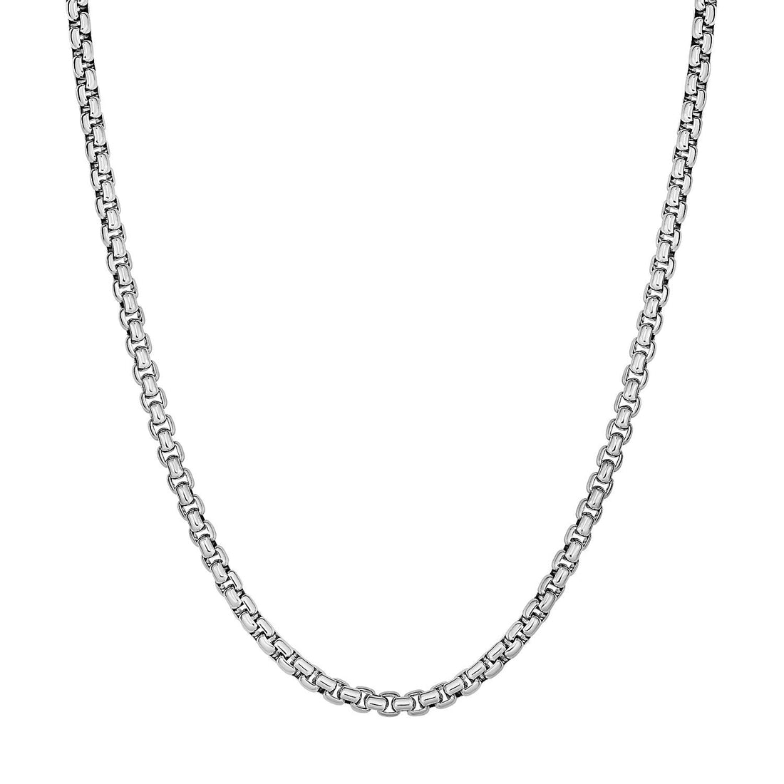 Sterling Silver Rhodium Plated Round Box Chain (3.80 mm) - DestGlow