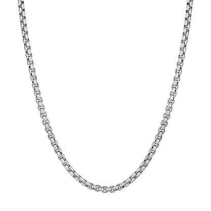 Sterling Silver Rhodium Plated Round Box Chain (3.80 mm) - DestGlow