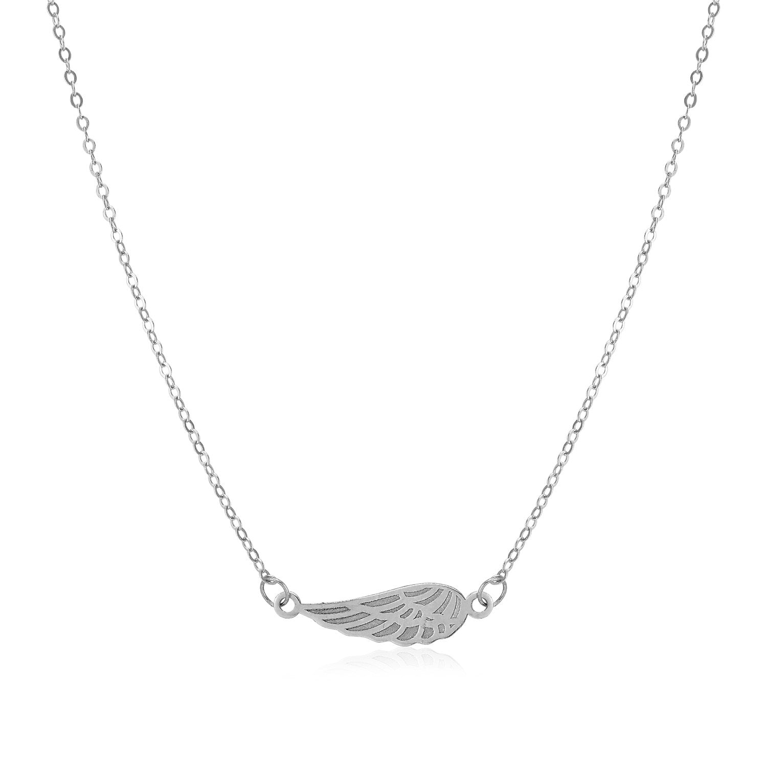 14K White Gold Angel Wing Necklace by Avera Group