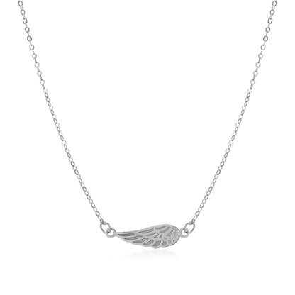 14K White Gold Angel Wing Necklace by Avera Group