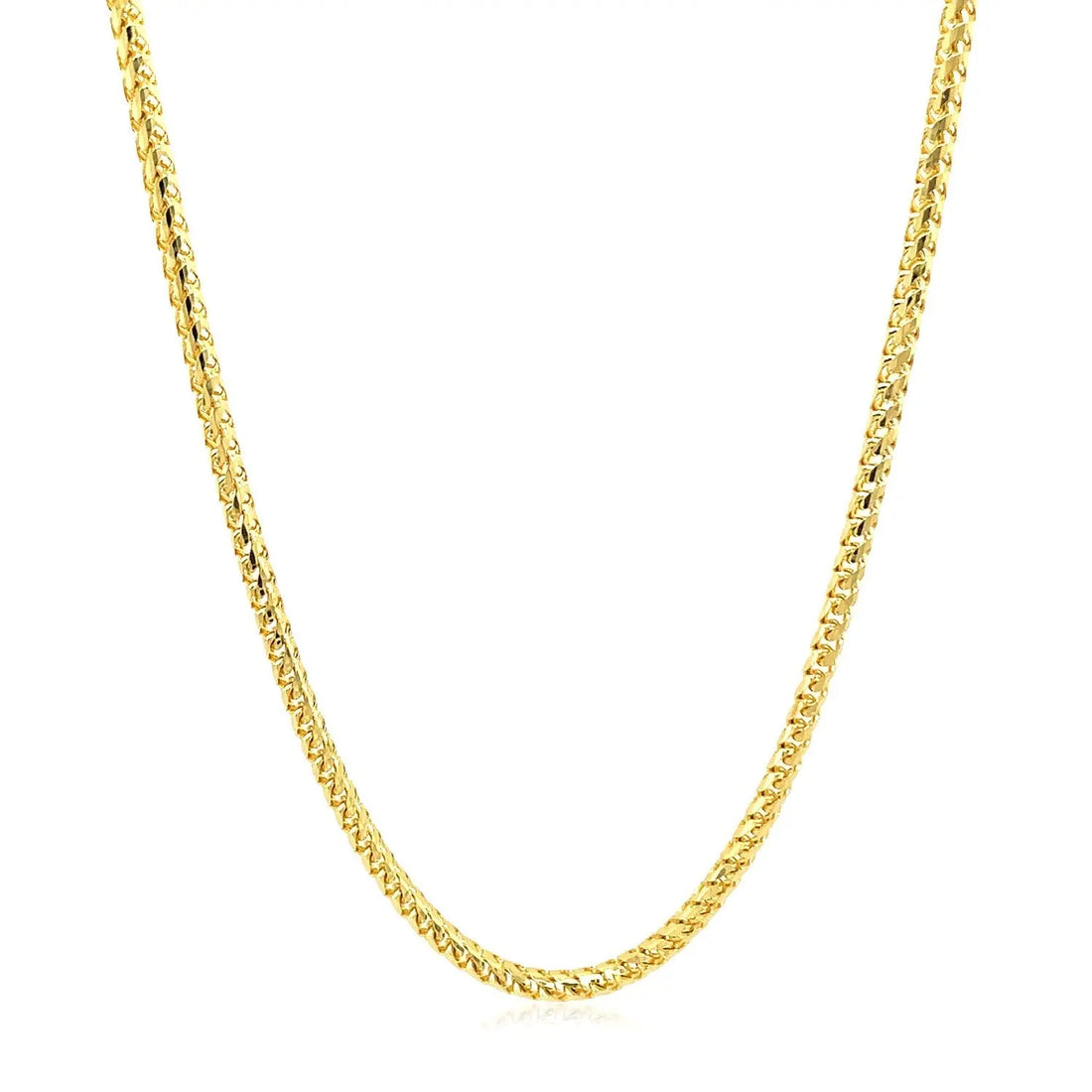 14k Yellow Solid Gold Diamond Cut Round Franco Chain (2.20 mm) 