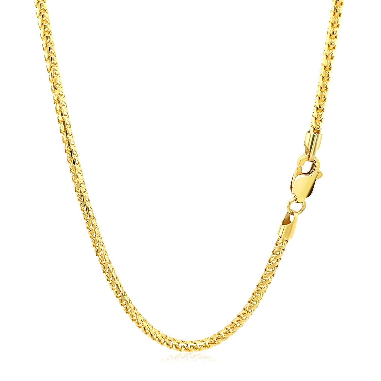2.2mm 14k Yellow Solid Gold Diamond Cut Round Franco Chain by Bids.com