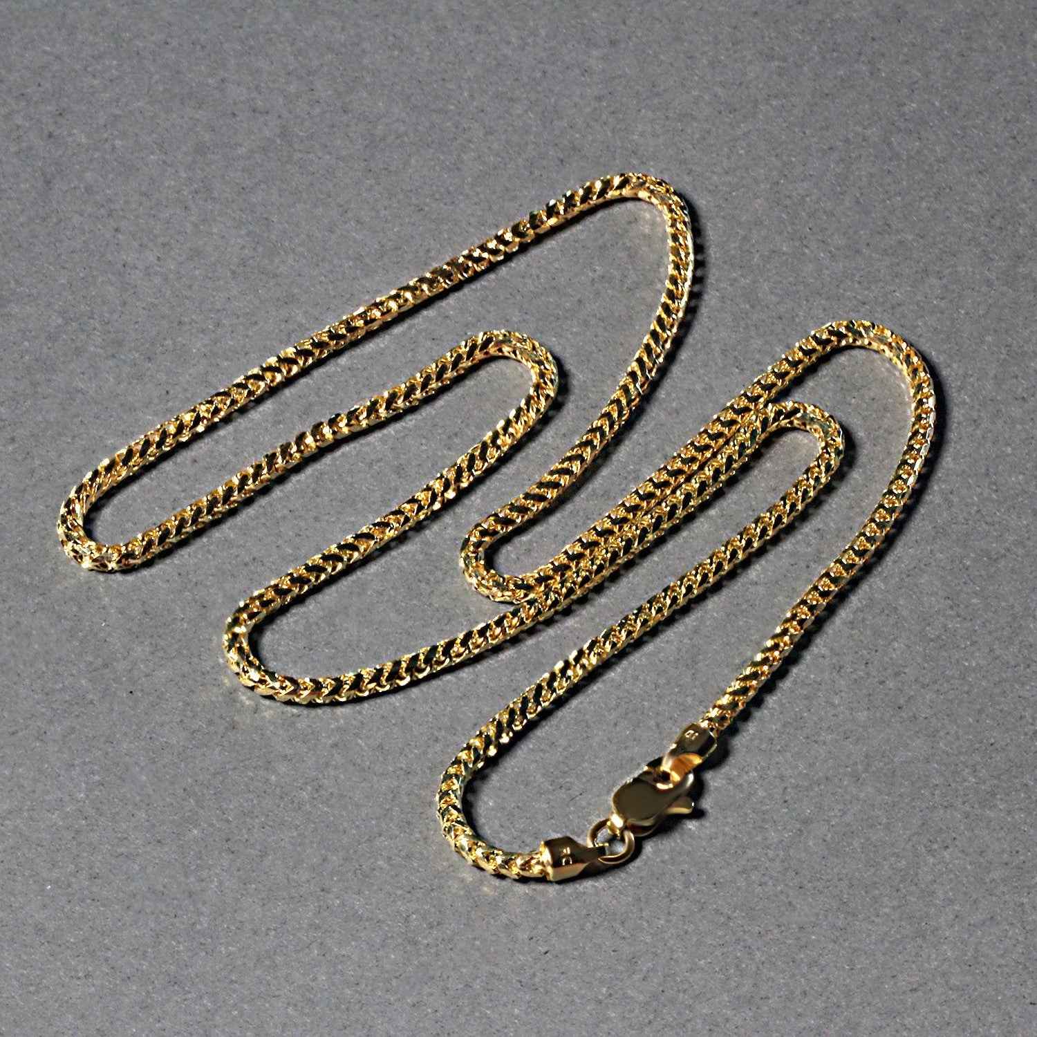 2.2mm 14k Yellow Solid Gold Diamond Cut Round Franco Chain