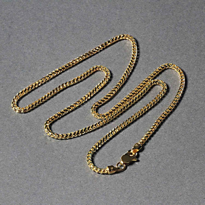 2.2mm 14k Yellow Solid Gold Diamond Cut Round Franco Chain