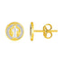 14k Two Tone Gold Round Religious Medal Post Earrings - accessories