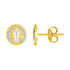 14k Two Tone Gold Round Religious Medal Post Earrings(8mm) 