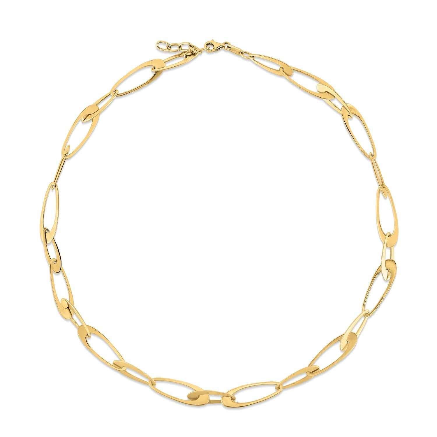 14K Yellow Gold Italian Oval Links Necklace
