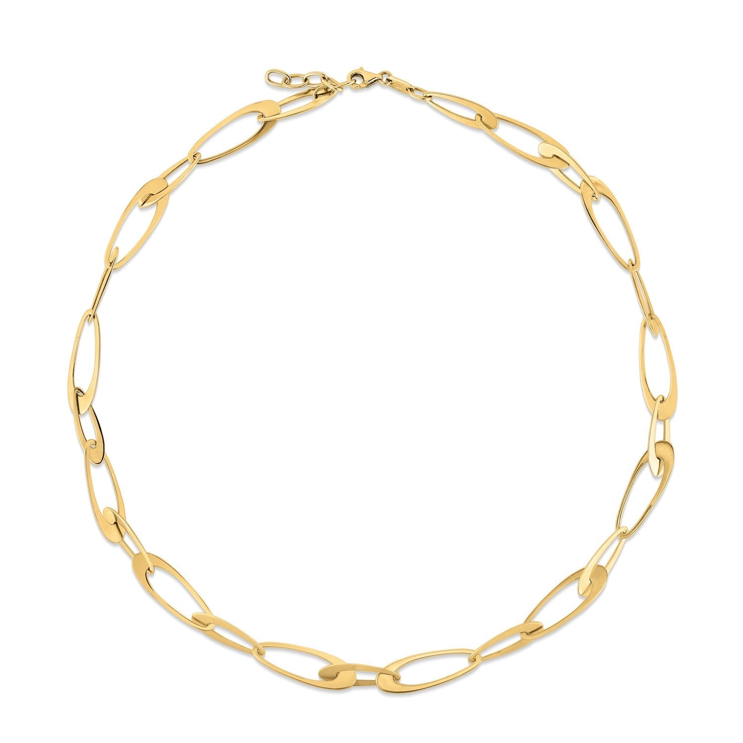 14K Yellow Gold Italian Oval Links Necklace by Bids.com